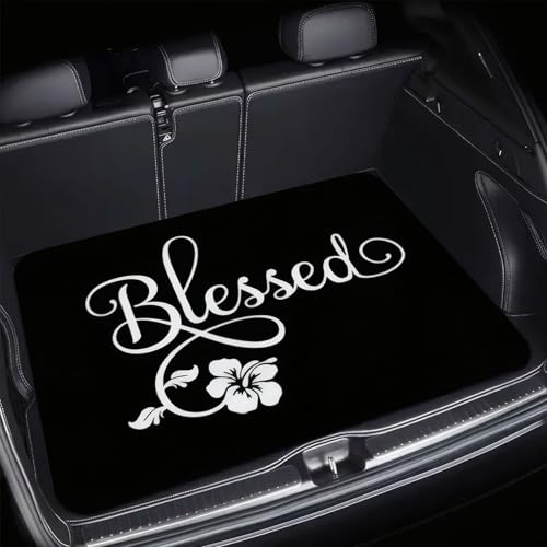 Universal Car Trunk Mat 29" x 39", Alphabet Flowers All Weather Trunk Protection Cargo Liner, Durable Cargo Mat Rear Trunk Liner,Stylish Vehicle Interior Accessories Suitable for Most Car Models - color: Alphabet Flowers