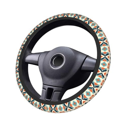 Aztec Steering Wheel Cover with 2 Car Coasters Non Slip Neoprene for Women Men Universal 15 Inch - color: Aztec
