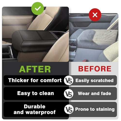 Center Console Armrest Cover Fit for Ford F250 F350 F450 2023-2025 2026 Super Duty Accessories, Comfort Armrest Pad Console Lid Cushion Vegan Leather 1-Inch Extra Thick(BucketSeat ONLY) - size: 4) 23+ |F250/F350/F450| Bucket Seat, +Thick