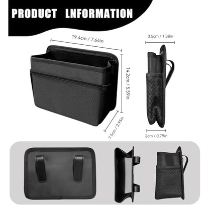 Car Trash Can, Foldable Mini Car Trash Can with 1 Roll Garbage Bag, Hanging Vehicle Garbage Organizer Holder, Automotive Interior Accessories Waterproof Storage Box (Black)