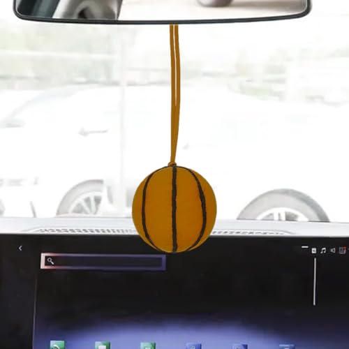 Basketball Car Rear View Mirror Charm, Felt Handmade Auto Interior Hanging Ornament Accessories, Cute Ball Vehicle Mirror Decorative Pendant Present for Women Man (Basketball) - size: Basketball