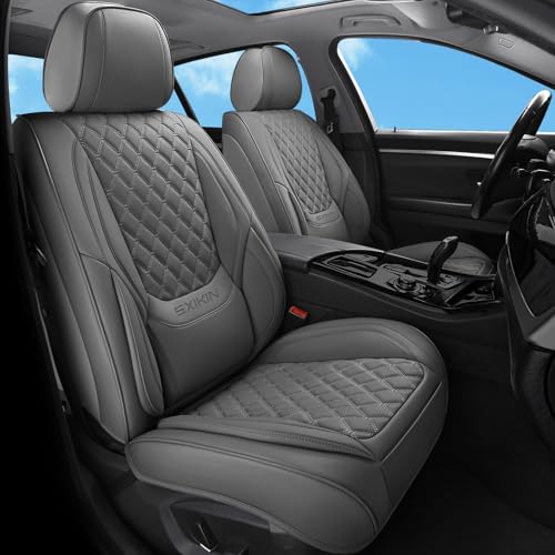 Car Seat Covers Front Seats, Luxury Faux Leather Car Seat Covers Waterproof Non-Slip Seat Protector Universal Fit for Most Cars SUVs Trucks Pick-ups, Grey Car Accessories Interior - color: Gray-Front Seats
