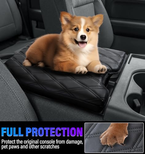 Thickened Center Console Armrest Cover with Hidden Pockets for 2015-2025 F150 Accessories, 2017-2025 F250 F350 F450, PU Leather Middle Console Protective Cover (Jump Seat Console Only) - color: Jump Seat (Hidden Pocket)