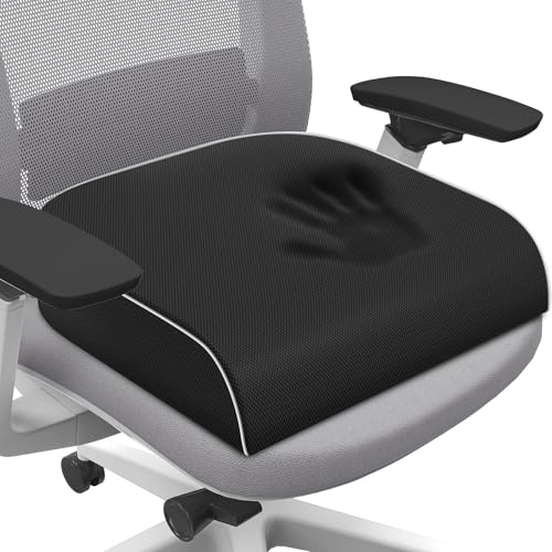 Seat Cushion for Tailbone Pain Relief, Office Chair Cushion, Memory Foam Large Cushion with Non-Slip Cover for Soft Support at Office Chair, Car Seat, Airplane, Floor Pillow, Black/Large - color: Black, size: Large