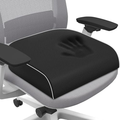 Seat Cushion for Tailbone Pain Relief, Office Chair Cushion, Memory Foam Large Cushion with Non-Slip Cover for Soft Support at Office Chair, Car Seat, Airplane, Floor Pillow, Black/Large