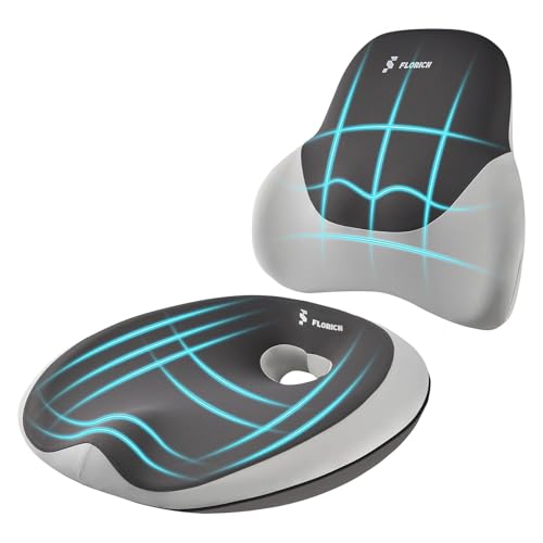 FLORICH Seat Cushion Lumbar Support Pillow for Office Chair, Car Lower Back Support, Ergonomic Desk Chair Pillow for Butt and Back Support of Memory Foam Seat Pad(Dark Grey) - color: Dark Grey, size: 2 piece