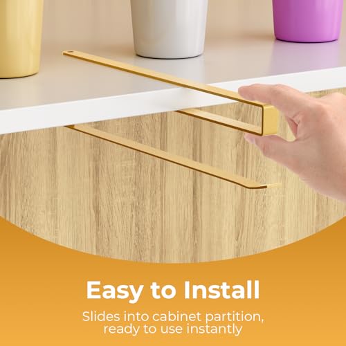 2 PCS Tumbler Lid Organizers, Ample Lid Capacity Up to 30 Lids, No Adhesive No Drill Yeti Lid Organizer Holder Inside Cabinet, Space-Saving Stanley Tumbler Cup Lid Holder Organizer for Kitchen (Gold) - color: Gold