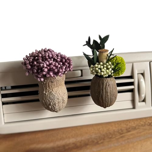 Mini Dried Flowers Car Vent Clips, Natural Car Air Freshener Non-Toxic, Cute Dashboard Decorations, Gifts for Plant Lovers (A+B, Unscented) - color: A+B