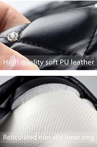 Diamond Black Leather Bling Steering Wheel Cover for Women Car Steering Wheel Protector Queen Rhinestones Anti-Slip Universal Fit 14 1/2-15 inch - color: Crown