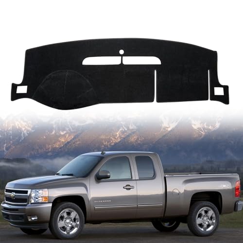 Dashboard Flannel Dash Cover Mat for 2007-2014 Chevy Chevrolet Silverado 1500 2500 3500 LTZ Flannel Custom Fit Silverado Dash Cover with 2 Glove Boxes (Silverado 2007-2014, Black, LTZ) - size: Flannel Silverado 2007-2013 Black LTZ