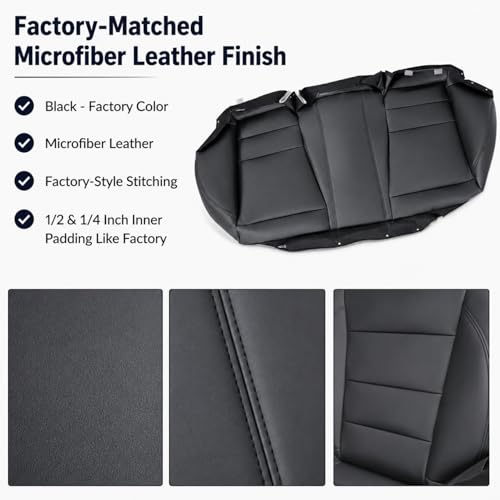 NLQR Black Rear Bench Bottom Replacement Seat Cover Compatible with Honda Accord 2008 2009 2010 2011 2012 - color: Black