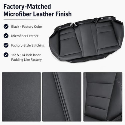 NLQR Black Rear Bench Bottom Replacement Seat Cover Compatible with Honda Accord 2008 2009 2010 2011 2012 - color: Black