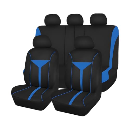 Zpana Car Seat Cover Full Set, Breathable Vehicle Front Seat and Rear Bench Split Protector, Washable Dustproof Automotive Seat Pad Accessories (Blue) - color: Blue, size: Full Set