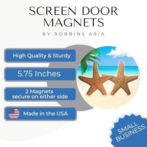 Screen Door Magnets Double Sided – Keep People, Kids, and Dogs from Running into The Screen Door - Robbins Aria Star Fish - color: Star Fish by the Sea