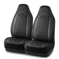 Skechers Memory Foam Car Seat Covers, Leather High Back Seat Covers Quilting Design,Waterproof Sports Car Seat Covers Front Seats,Airbag Compatible Universal Fit for Most Cars, SUVs,Trucks,Black