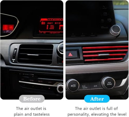 20PCS Car Vent Trim Strips, Red & Blue Chrome PVC | Air Vent Outlet Cover Decor, Universal AC Vent Decoration, DIY Accessories, Easy Install