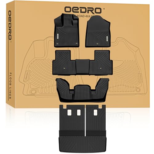 OEDRO Floor Mats & Trunk Mat with Backrest Mat Fit for Honda Pilot 2026 2025-2023,Custom Fit TPE All Weather Floor Liners, Back Seat Protector Accessories - style: 23-26 Mats Set & Backrest Mat