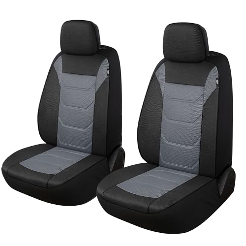 Pariiaotin 3D Air Mesh Car Seat Covers Front Sets Washable and Breathable Premium Cloth Automotive Vehicle Seat Covers for Cars Interior, Universal Fit for Most Cars, Sedan, Truck, SUV(Black/Gray) - color: Black/Gray, size: Front Set