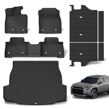 All Weather Floor Mats & Cargo Liner Set for Toyota RAV4 Hybrid 2026(Not for Limited with Subwoofer), TPE Custom Fit Floor Liners with Cargo Mat & Backrest Cover, Full Coverage Interior Protection - size: for rav4 2026+