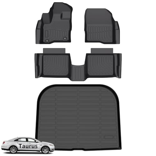 Wayhigh® Floor Mats & Cargo Liner for Ford Taurus 2010-2019, All Weather TPE Car Mats Waterproof Heavy Duty Floor Liners, Floor Mats Custom Fit for Taurus Accessories - style: 7) For Ford Taurus / 2010-2019 / Mats Set