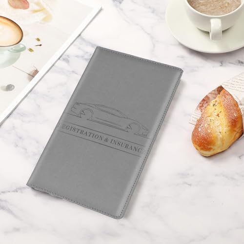 Leather Car Registration and Insurance Holder - Vehicle Glove Box Car Organizer,Auto Truck Comparment Accessories Case with Magnetic Closure for Driver License, Cards (Gray) - color: Gray
