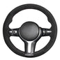 MEWANT Hand-Stitched Steering Wheel Cover for BMW (M Sport) F22 F23 F30 F34 F32 F33 F36 F10 F07 F12 F13 F06 F39 F25 F26 F15 F16, DIY Custom Fit Steering Wheel Wrap for BMW - color: 18:Black Athsuede&M thread