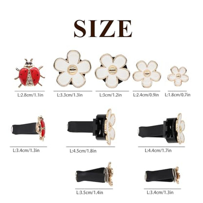 ORIESSE 5pcs Flowers Ladybug Air Vent Clips Car Accessories Set 2pcs White Daisy Flower Car Air Freshener Vent Clips 3pcs Vent Decoration Interior Aesthetic Clips Refillable Diffuser