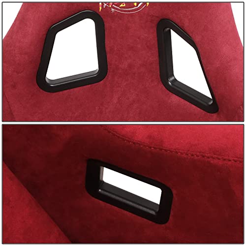 NRG Innovations NRG-FRP-302MAR-PRISMA Universal Fixed Back Bucket Racing Seat for 5-Point Harnesses, Size L, Maroon Alcantara Material, 24" W X 35" H X 18" D - color: Maroon