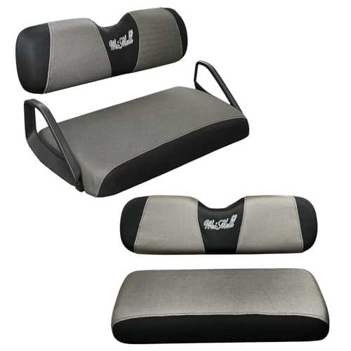Golf Cart Seat Covers Front & Rear Set for EZGO TXT RXV | Also Fits Club Car DS - 2000-Up | Breathable Mesh | Cool & Sweat-Proof | Machine Washable | Easy to Install, Black&Grey - color: Grey & Black, size: Rear + Front Seat EZGO TXT RXV Club Car DS 2000-
