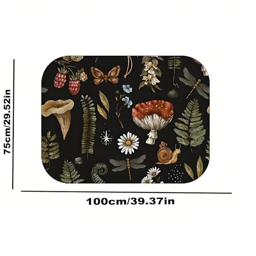 Universal Car Trunk Mat 29" x 39", Mushroom and Leaves All Weather Trunk Protection Cargo Liner, Durable Cargo Mat Rear Trunk Liner, Stylish Vehicle Interior Accessories Suitable for Most Car Models - color: Mushroom Leaves