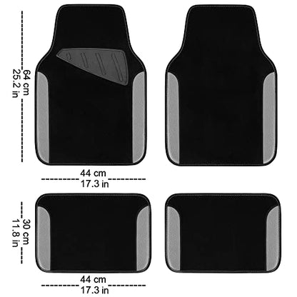 CAR PASS Rainbow Waterproof Universal Fit Faux Leather Car Carpet- Anti-Slip Nibbed Backing Floor Mats for SUV, Vans, Sedans, Trucks, Automotive Set of 4 (Black with Gray) - color: Gray