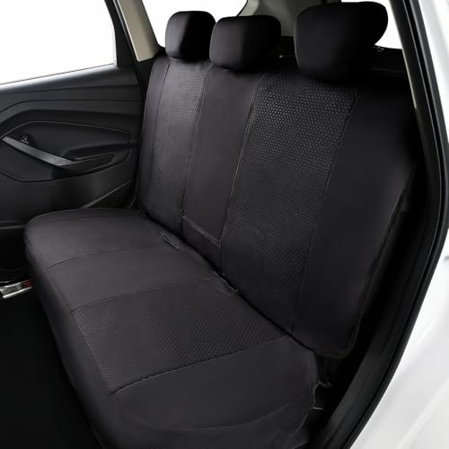 Flying Banner Car Seat Covers Front Seats Rear Bench Polyester car seat Protectors Easy installations Rear Bench Split Classic Man Lady Truck - color: Full set neoprene Solid Black