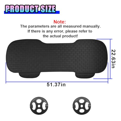 Car Rear Seat Cover, Comfortable Linen Automotive Seat Pad with Storage Pocket, Anti-Slip Breathable Vehicle Seats Protection Mat, Universal Car Bench Seats Pad for SUV, Truck (Black-L) - size: Black-L