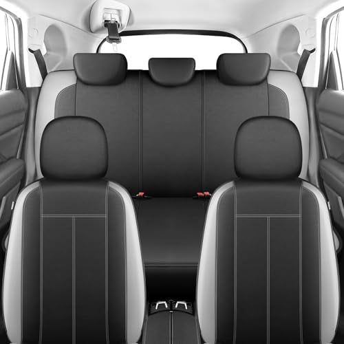 HChengkikz Car Seat Covers Full Set, Waterproof Neoprene Car seat Covers, Airbag Compatibable, All Season Protection Universal for Most Cars, Trucks, SUVs (Black + LightGray) - color: N816 Black Lightgray, size: Full Set