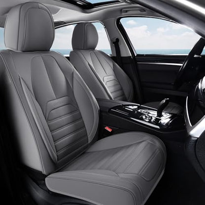 Coverado Seat Covers, Car Seat Covers Front Seats, Automotive Seat Covers, Waterproof Nappa Leather Car Seat Cover, Car Seat Cushion, Gray Seat Covers Carseat Cover Universal Fit for Most Cars - color: Gray-A, size: Front