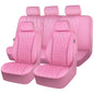 CAR PASS 5 Seats Piping Luxury Leather Seat Covers Full Set, Anti-Slip Waterproof Seat Covers Compatible with Front Armrests, Universal Fit for Suvs,Vans,Trucks,Airbag Compatible, Pure Pink - color: Pink, size: Full Set