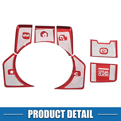 Car Center Console Gear Panel Multi-Media Handbrake Switch Cover Trim for Mazda CX-5 2017-2020 Red (Set of 7) - color: Red