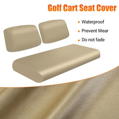 Golf Cart Front Seat Covers Beige Micro Fiber Leather Seat Covers Replacement for Club Car DS 1982-2000, Staple On - color: Beige, size: Club Car DS 1982-2000