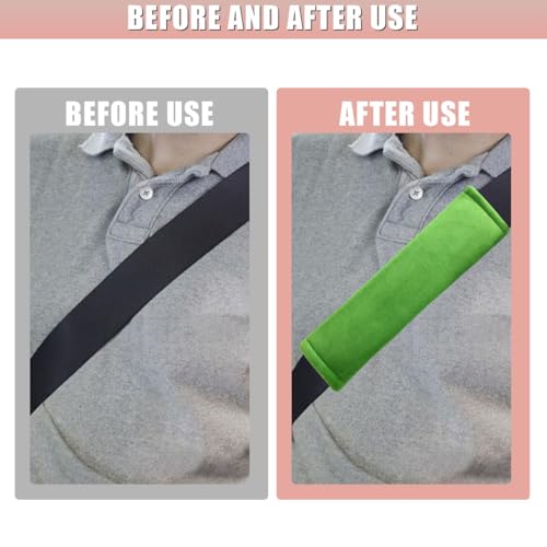 2PCS Car Seat Belt Pads Cover - Soft Fluff Car Seat Belt Shoulder Strap Cover Harness Pad Protect Your Neck - Universal Comfortable Seatbelt Strap Cushion for Most Cars & Backpacks (Green) - color: Green
