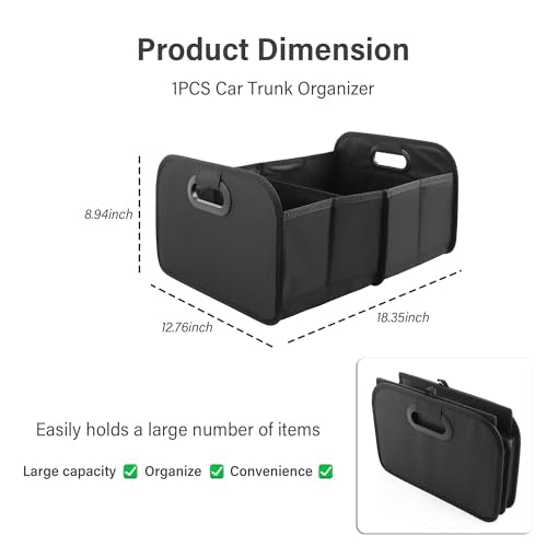 Large Capacity Trunk Organizer for Car,Foldable Multi-Compartment SUV Trunk Organizer for Storaging Tools Toys Foods,Universal Oxford Cloth Car Organizers and Storage