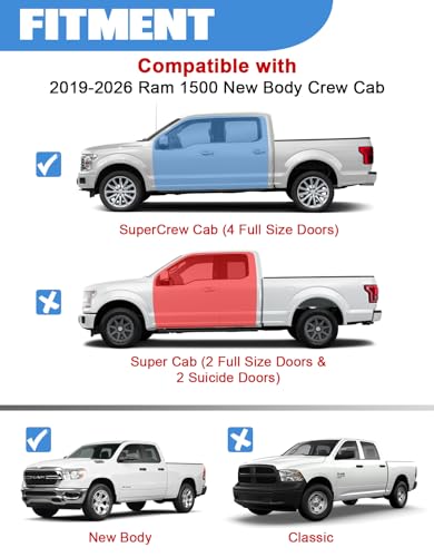Under Seat Storage Box - Compatible with 2019-2026 Dodge Ram 1500 Crew Cab (New Body Style),Heavy-Duty Truck Organizer Under Back Seat Organizer Box - size: 2019-2026 Dodge Ram 1500