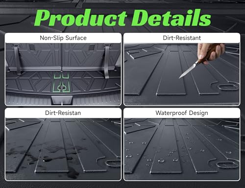 Cargo Trunk Mat with Backrest Mats for Hyundai Santa Fe 2024 2025 2026,All Weather Protection TPE Heavy Duty Cargo Liner Santa Fe Accessories,Black - size: Hyundai Santa Fe 2024-2026