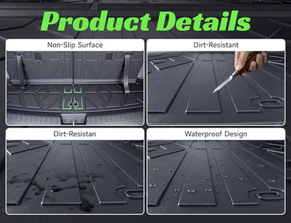 Cargo Trunk Mat with Backrest Mats for Hyundai Santa Fe 2024 2025 2026,All Weather Protection TPE Heavy Duty Cargo Liner Santa Fe Accessories,Black - size: Hyundai Santa Fe 2024-2026
