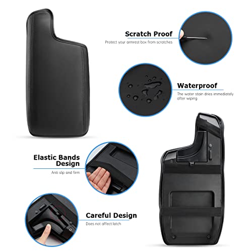 INTGET Car Center Console Armrest Cover for 2021 2022 2023 Subaru Crosstrek 2018 2019 2020/Impreza Accessories 2017-2023 Leather Arm Rest Box Lid Middle Console Cover Seat Protector (Black Stitches) - color: Black with black stitches