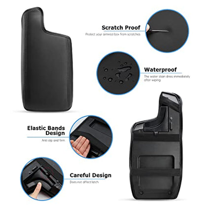 INTGET Car Center Console Armrest Cover for 2021 2022 2023 Subaru Crosstrek 2018 2019 2020/Impreza Accessories 2017-2023 Leather Arm Rest Box Lid Middle Console Cover Seat Protector (Black Stitches) - color: Black with black stitches