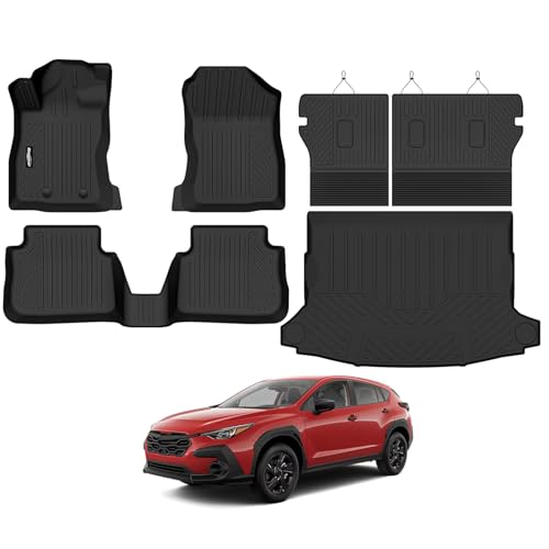 Floor Mats for 2024 2025 2026 Subaru Crosstrek & Impreza Gas, Trunk Mat and Backrest Mat All Weather TPE Protector for Subaru Crosstrek Accessories - size: 19)Crosstrek Gas Only|2024-2026