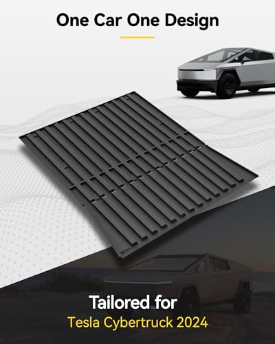 3W Tesla Cybertruck Pickup Trunk Mat Set 2023 2024 2025,TPE All Weather Custom Fit Pickup Frunk Mat Cargo Liner Set, Black - size: 7. Tesla Cybertruck|23-25|Truck Bed Mat Set