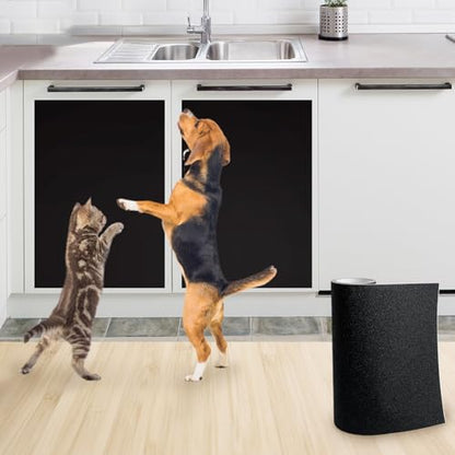 BNOSDM Self-Adhesive Dog Nail File Scratcher Emery Paper Cat Nail Scratch Board Replacement Sandpaper, Cuttable Pet Furniture Scratching Pad Protector for Door and Wall (17in*10ft, Black) - size: 17x118in-10ft