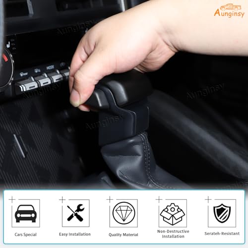 Aunginsy Car Gear Shifter Hand Brake Trim Cover Compatible with Toyota Tacoma 2024 2025 2026 & 4Runner 2025 2026, Automatic Center Console Gear Shift Head Knob Scratch Protector Cover ABS Accessories - color: Matte Black(A)