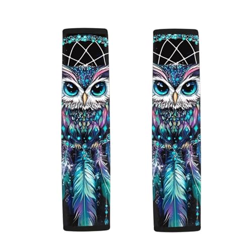 Dolyues Blue Car Seat Belt Pads Owl Pattern Seatbelt Cover for Women Custom Fit for Most Vehicle SUV Truck Sedan Shoulder Strap Padding 2 Piece Full Set - color: Blue Owl Pattern